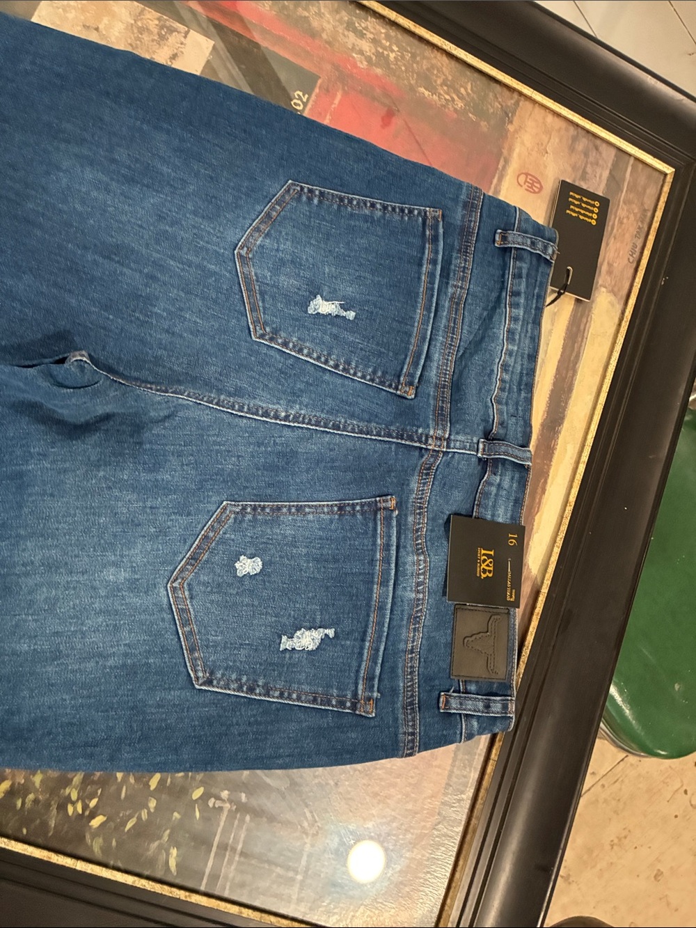 Lucky & Blessed Dark Blue Denim Flare Maxi Jeans - Picture 5 of 8